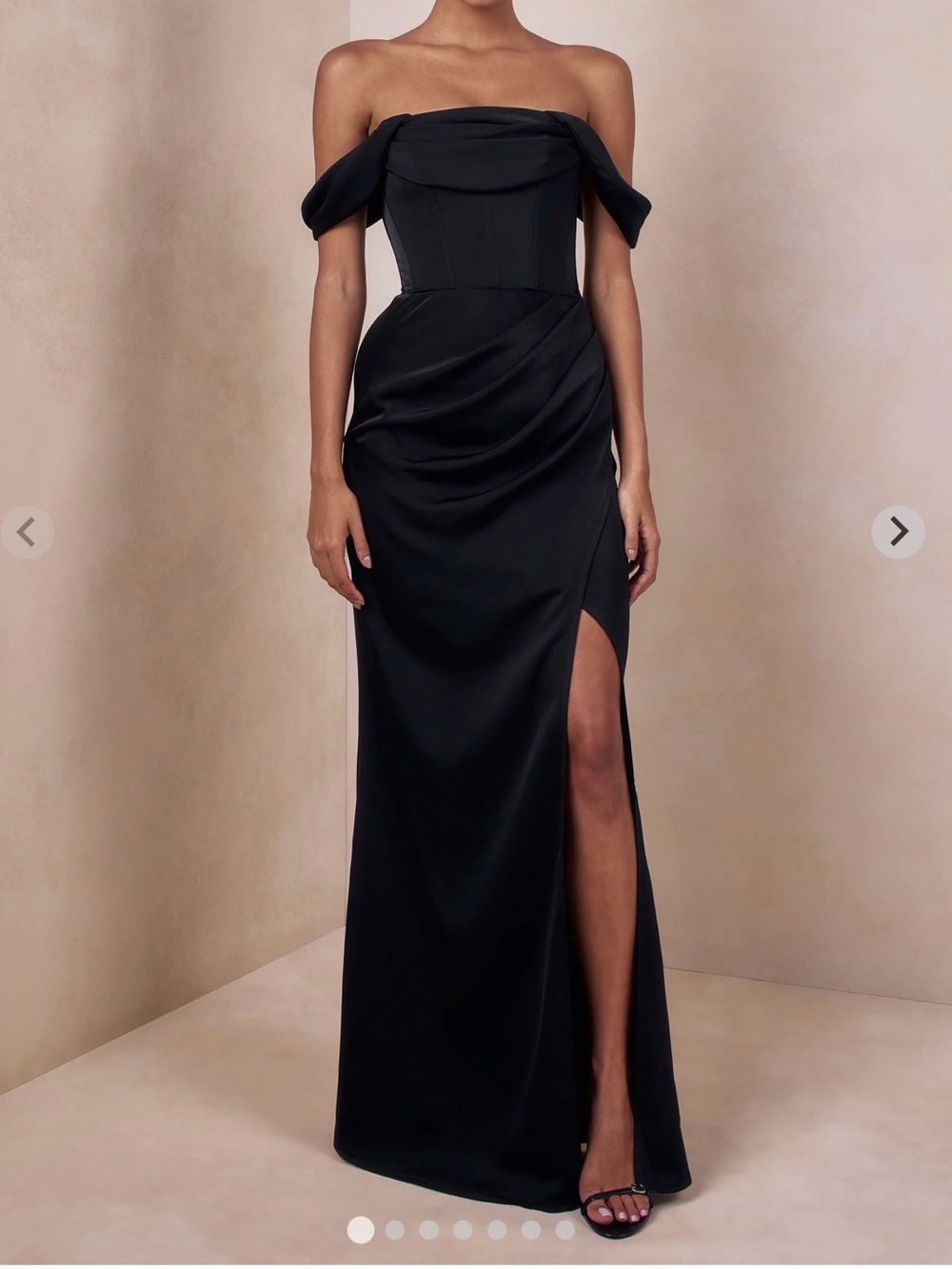 Club L London Elegant Black Off-Shoulder Evening Gown